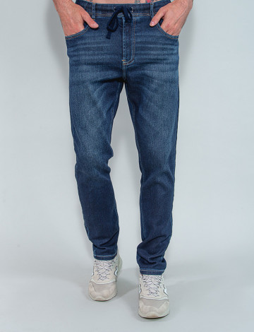 calça jeans com cadarço masculina