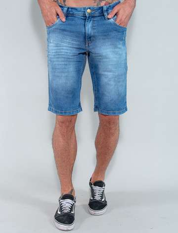 Bermuda Jeans Atacado Masculino Revanche Michey Azul Frente