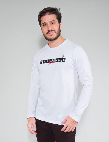 Camiseta Atacado Manga Longa Masculina Revanche Nicola Branco Frente