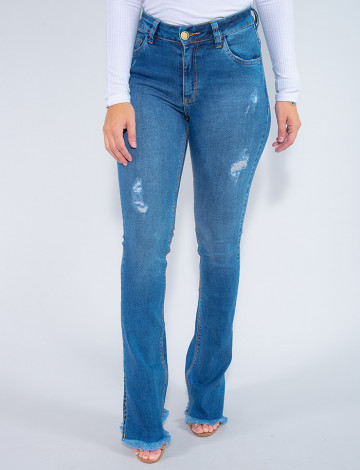 Calça Jeans Atacado Flare Feminina Revanche Orane Azul Frente
