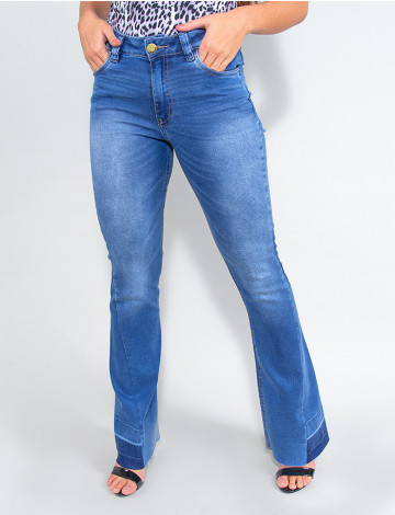 Calça Jeans Atacado Flare Feminina Revanche Roché Azul Frente
