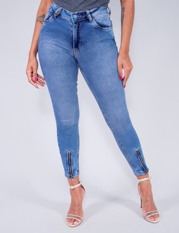 Calça Jeans Atacado Cropped Feminino Revanche Stella Azul Frente