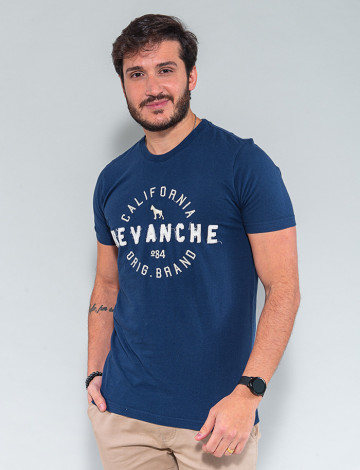 Camiseta Atacado Bordada Masculina Revanche Travis Azul Marinho Frente