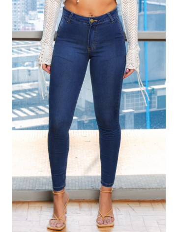 Calça Jeans Skinny Com Bolso Embutido Atacado Feminina Revanche Lousada Azul
