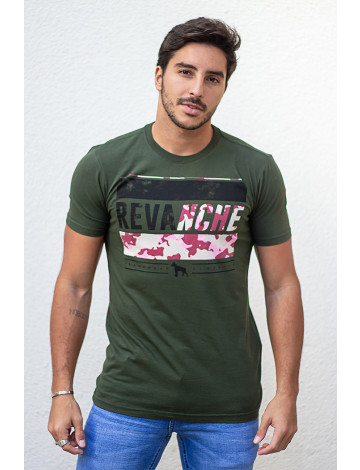 Camiseta Estampada Atacado Masculina Revanche Zenon Militar