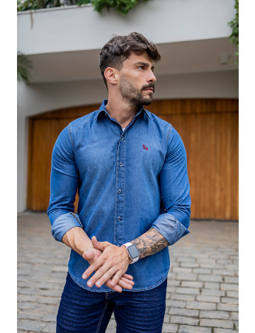Camisa jeans com store bordado