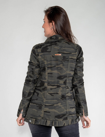 casaco jeans camuflado feminino