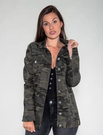 jaqueta camuflada feminina jeans