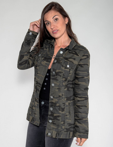 casaco jeans camuflado feminino