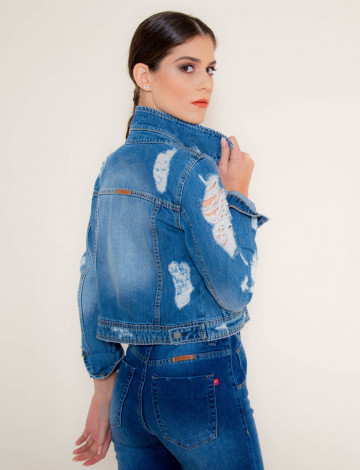 Jaqueta jeans detonada sale