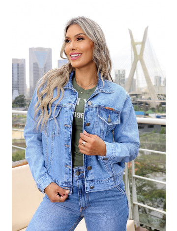 Jaqueta Jeans Atacado Feminina Revanche Svetlana Azul Frente