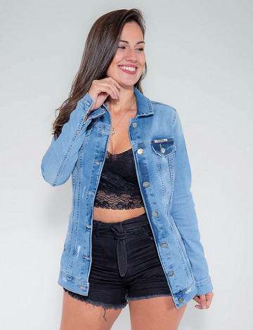 Jaqueta Jeans Atacado Max Feminina Revanche Nigéria Azul Frente