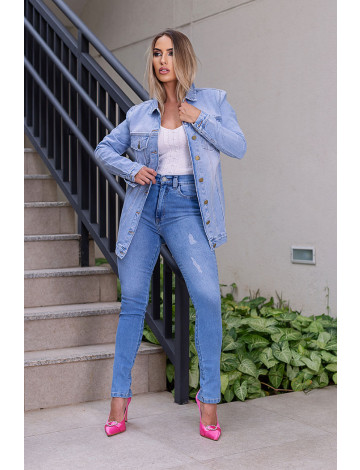 Look maxi jaqueta sales jeans