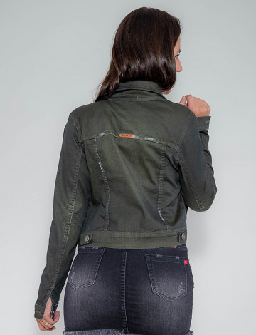 Jaqueta jeans sale resinada feminina