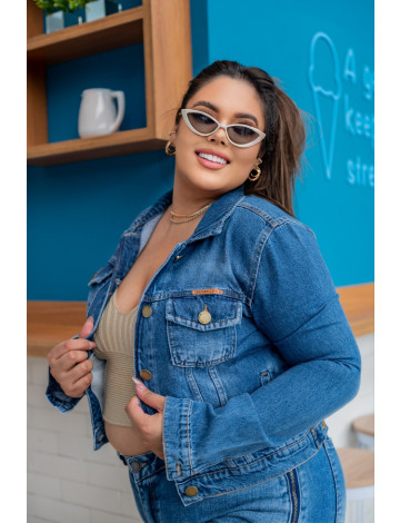 Jaqueta jeans sale basica feminina