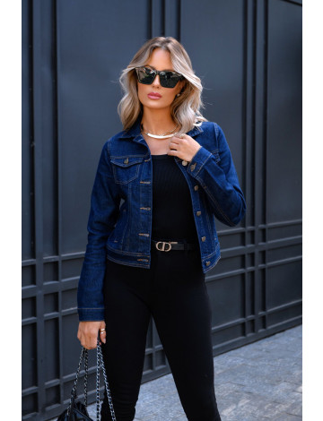Jaqueta Jeans Básica Com Lycra Atacado Feminina Revanche Domoni Azul