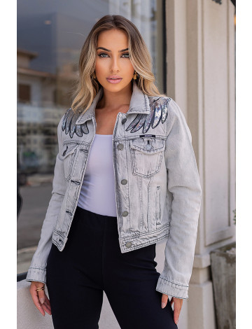 Jaqueta Jeans Black com Aplique Atacado Feminina Revanche Eva