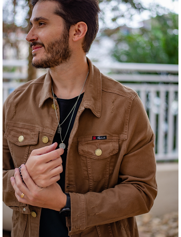 Jaqueta jeans hot sale masculina marrom