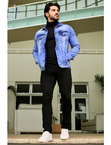 Jaqueta Jeans Com Elastano Atacado Masculina Revanche Hades