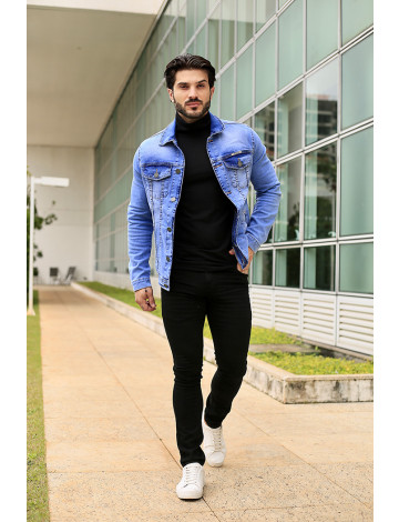 Jaqueta Jeans Com Elastano Atacado Masculina Revanche Hades