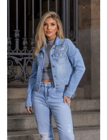 Jaqueta Jeans Com Pedraria Atacado Feminina Revanche Januária