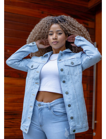 Jaqueta jeans com pedraria renner sales