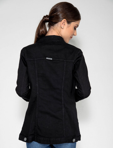Jaqueta preta de sarja feminina on sale