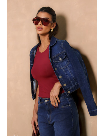 Jaqueta Jeans Básica Atacado Feminina Revanche Fidência Azul