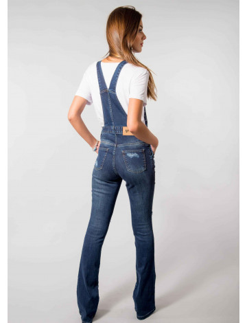Jardineira Jeans Atacado Detonado Feminino Revanche Veneza