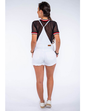 Jardineira branca short sales