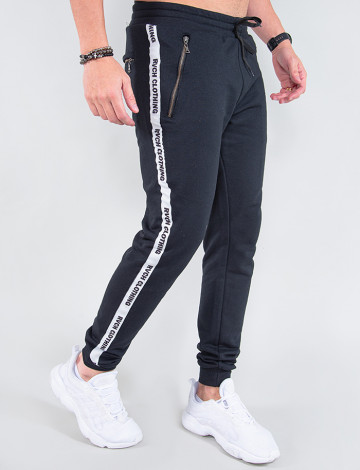 Calça Moletom Atacado Jogger Masculina Revanche Fabroni Preto Lado