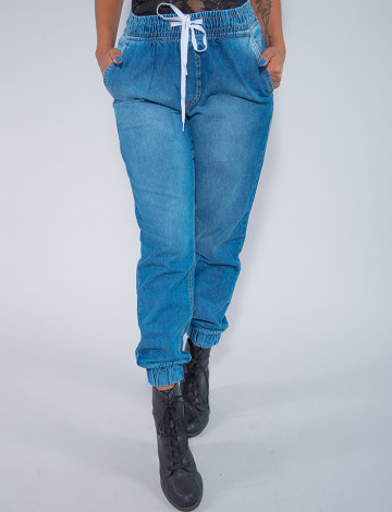 Calça Jeans Atacado Jogger Feminina Revanche Francessca Azul Frente
