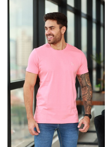 Camiseta Básica Atacado Masculino Revanche Foggia Rosa Flamingo