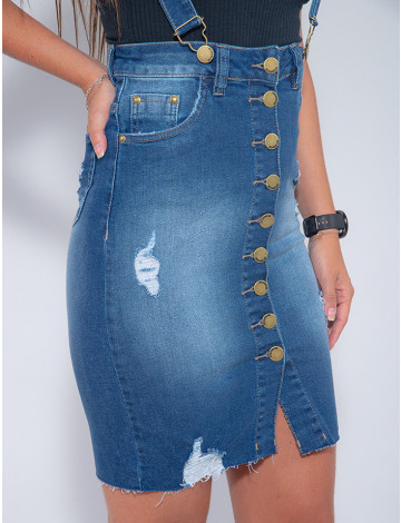 Saia jeans new arrivals com alça