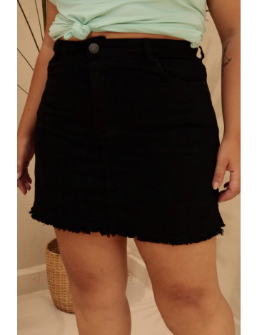 Saia Shorts Color Com Barra Desfiada Atacado Feminina Revanche Brejetuba Preto