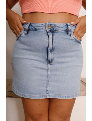 Saia Shorts Jeans Curvy Atacado Feminina Revanche Melipilla Azul