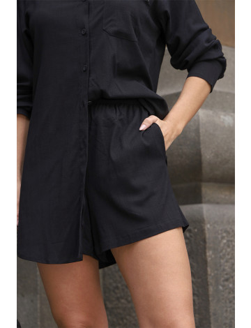 Shorts Curto Cintura Alta Barra Normal Atacado Feminina Revanche Arabisso Preto