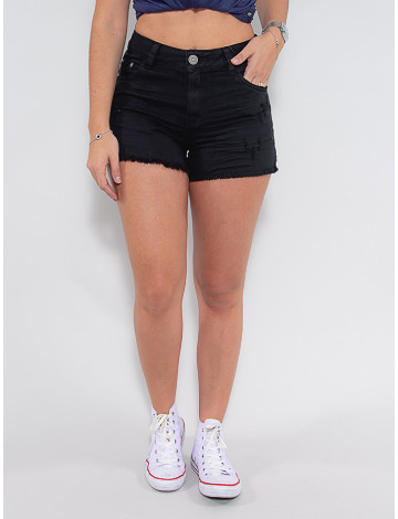 Shorts Color Atacado Feminino Revanche Germaine Preto Frente