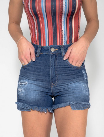 Shorts Jeans Atacado Cintura Alta Feminino Revanche Basse Zoom