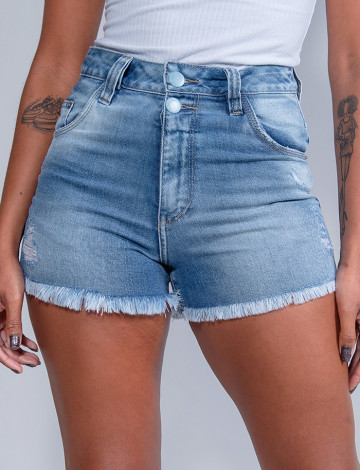 Shorts Jeans Atacado Feminino Revanche Maria Luiza Azul Frente