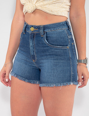Shorts Jeans Atacado Feminino Revanche Richelle Azul Detalhe Frente