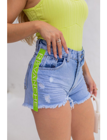 Short jeans com store faixa