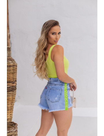 Short jeans com renda na lateral hotsell