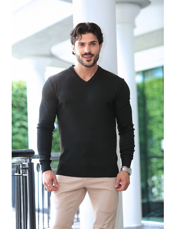 Sueter preto masculino gola v online