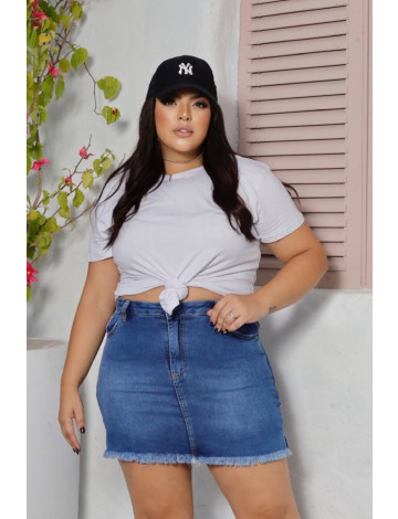 T-Shirt Básica Curvy Atacado Feminina Revanche Anshan Branco