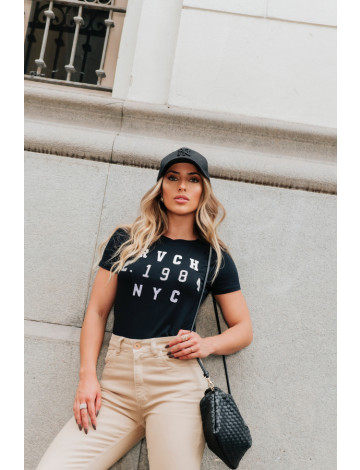 T-Shirt Bordada Atacado Feminina Revanche Villach Preto
