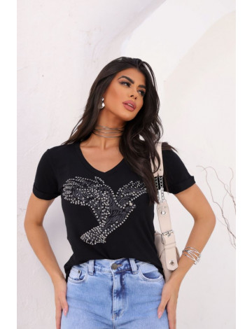T shirt feminina com pedraria atacado 2025