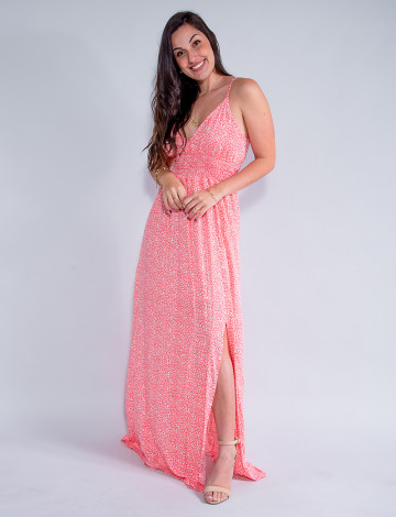 Vestido Longo Atacado Feminino Revanche Lirio Coral Frente