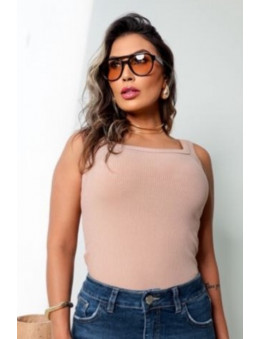 Regata Básica Canelada Atacado Feminina Revanche Dolisie Caqui