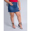 Saia Shorts Jeans Atacado Plus Size Feminina Revanche Ana Luiza Azul Frente